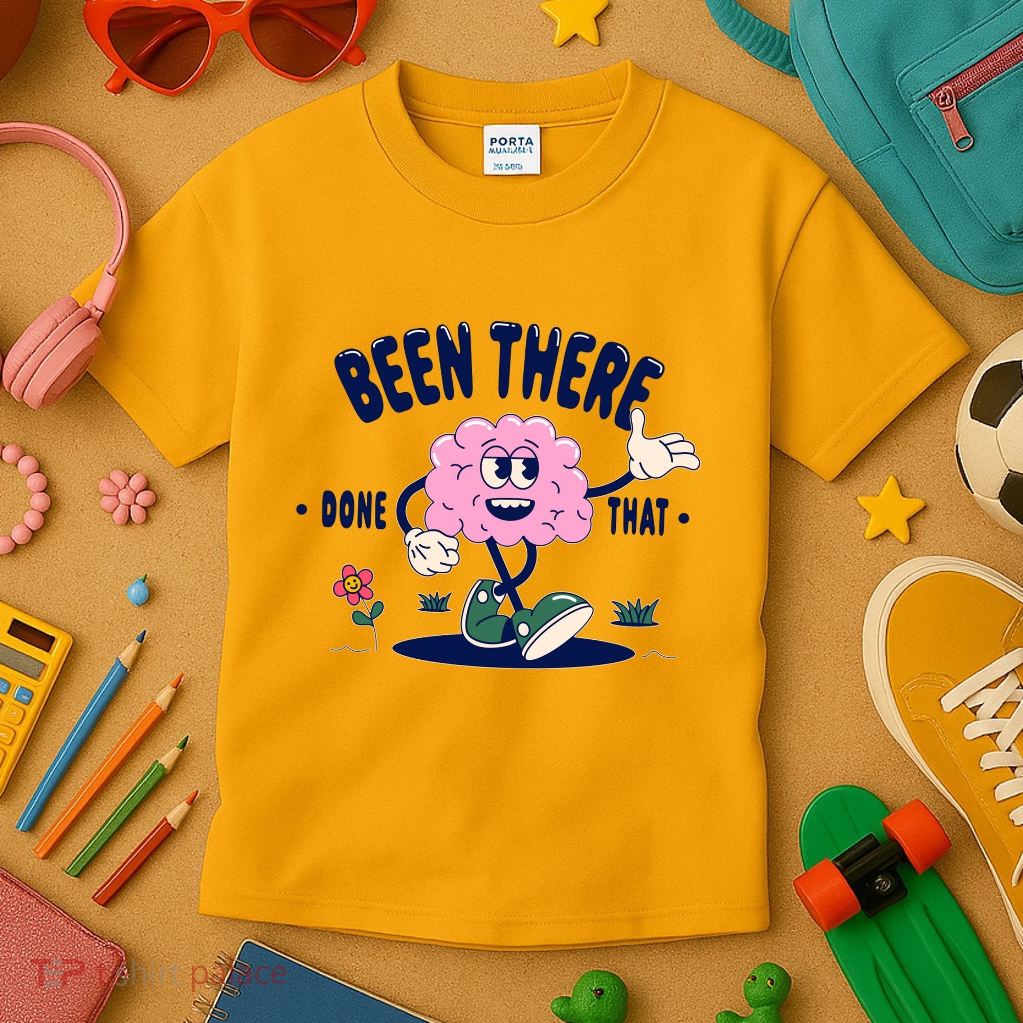 Been There Done That Retro Cartoon Brain Kids T-Shirt