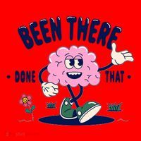 Been There Done That Retro Cartoon Brain Santa Hat thumb 1