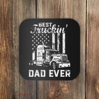 Best Truckin Dad Ever American Flag Fathers Day Coaster thumb 0