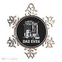 Best Truckin Dad Ever American Flag Fathers Day Ornament thumb 0