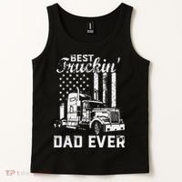 Best Truckin Dad Ever American Flag Fathers Day Tank Top thumb 2