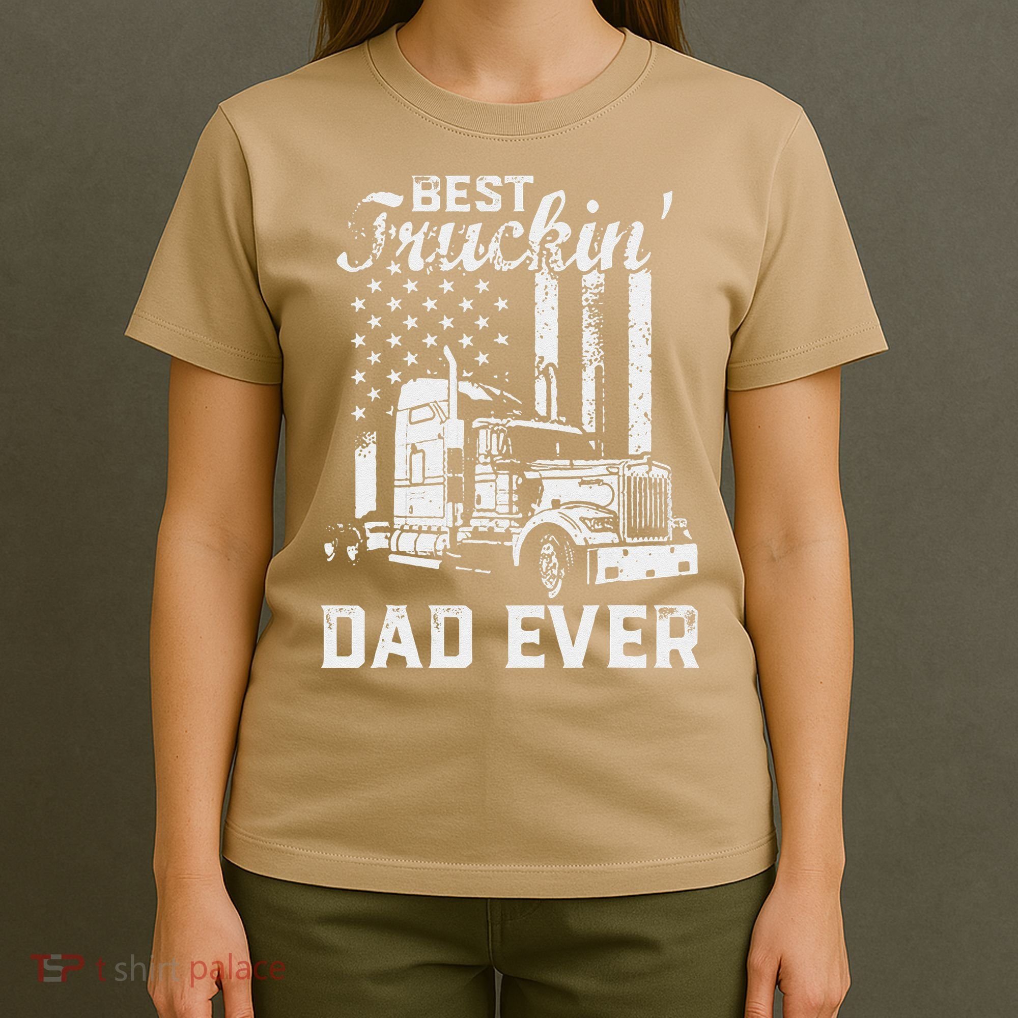 Best Truckin Dad Ever American Flag Fathers Day T-Shirt