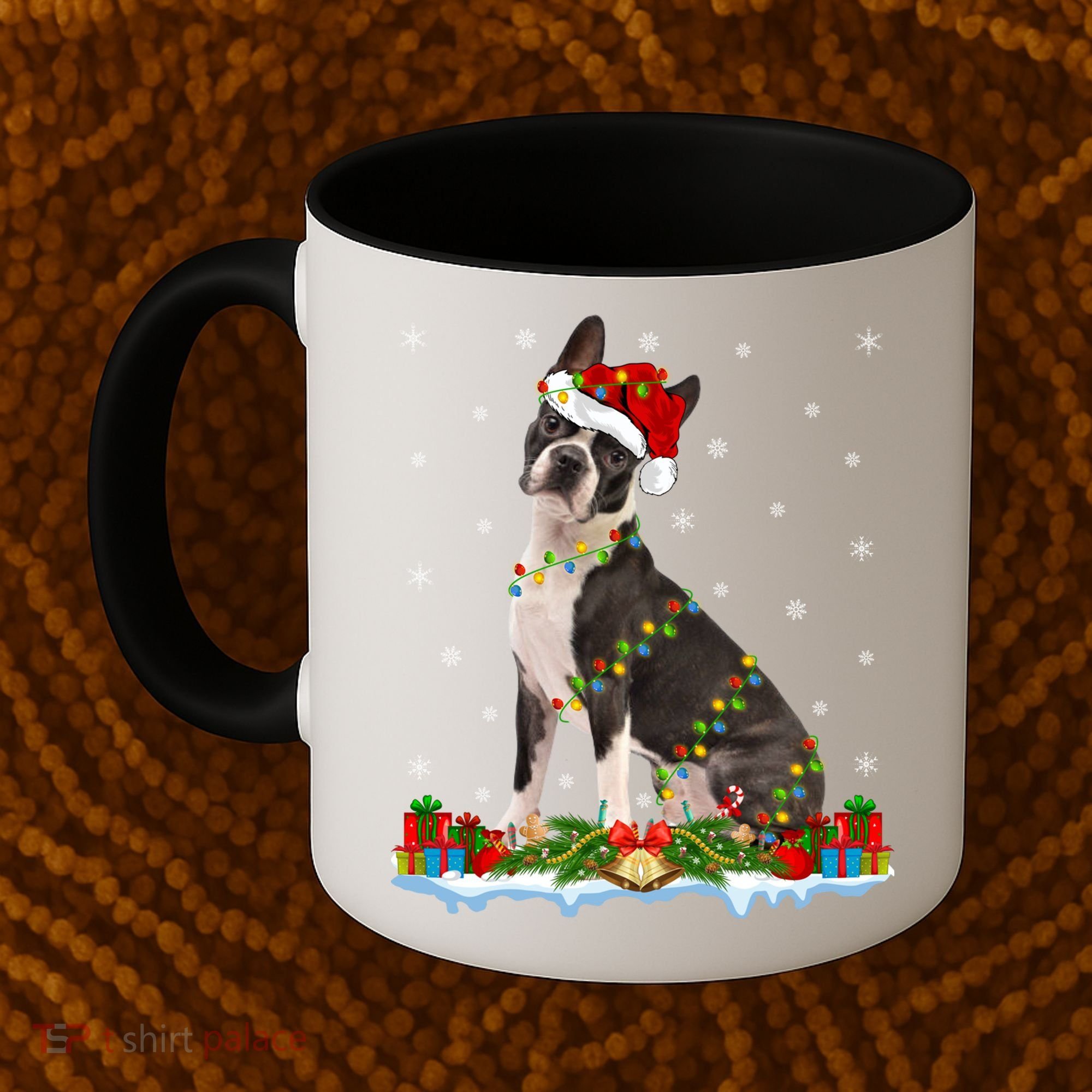 Boston Terrier Dog Xmas Lighting Boston Terrier Christmas Cute Gift Coffee Mug