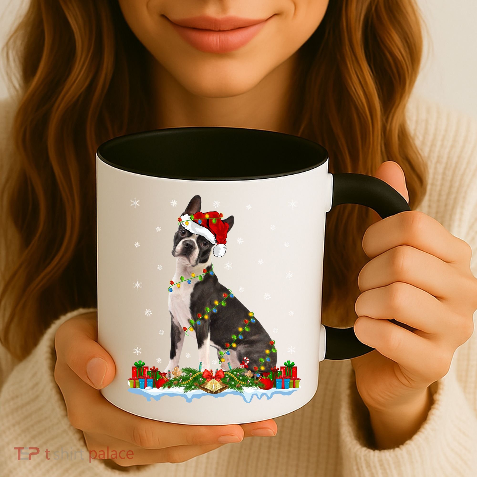 Boston Terrier Dog Xmas Lighting Boston Terrier Christmas Cute Gift Coffee Mug