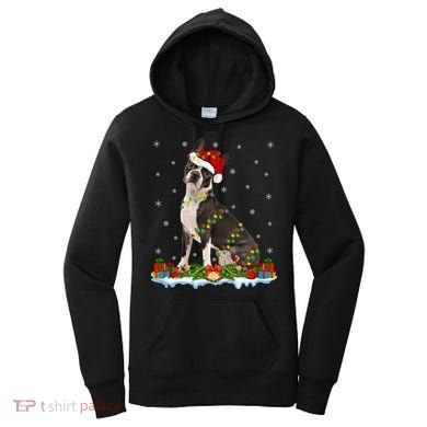 Boston Terrier Dog Xmas Lighting Boston Terrier Christmas Cute Gift Women's Hoodie