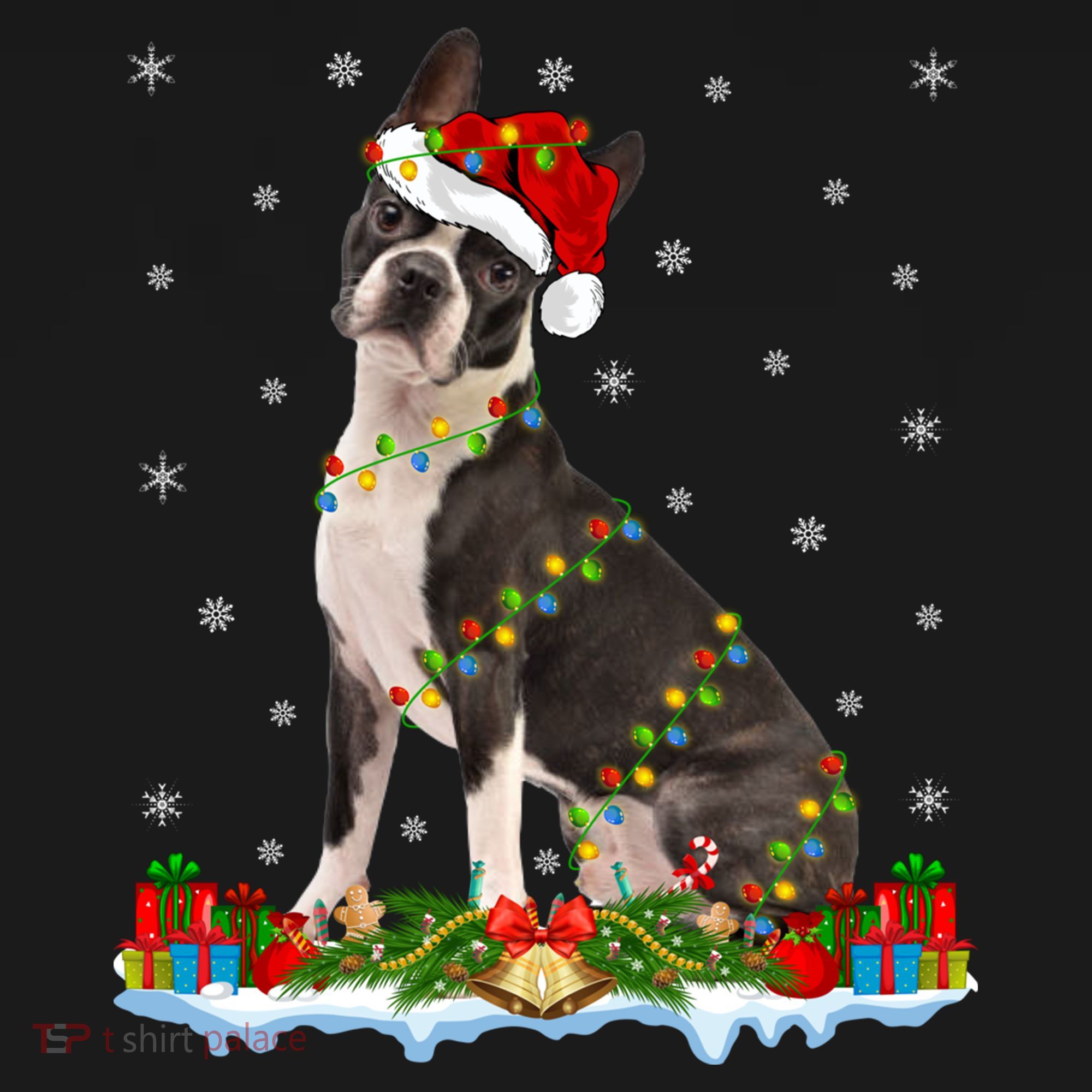 Boston Terrier Dog Xmas Lighting Boston Terrier Christmas Cute Gift Women's Hoodie