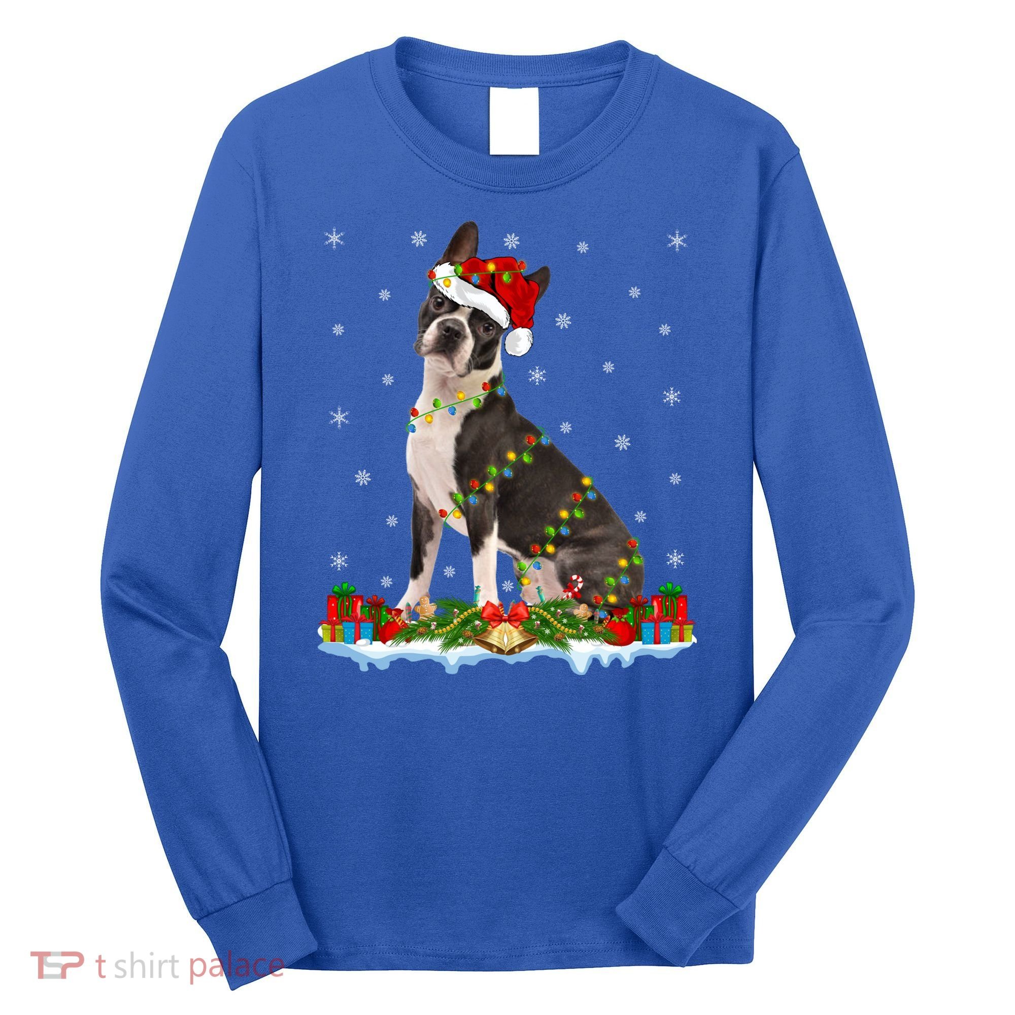 Boston Terrier Dog Xmas Lighting Boston Terrier Christmas Cute Gift Long Sleeve Shirt