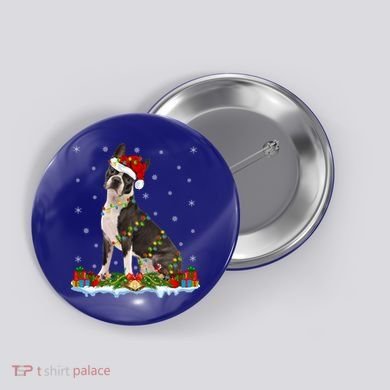 Boston Terrier Dog Xmas Lighting Boston Terrier Christmas Cute Gift Button