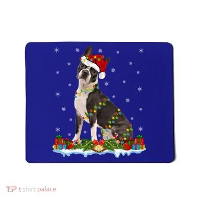 Boston Terrier Dog Xmas Lighting Boston Terrier Christmas Cute Gift Mousepad