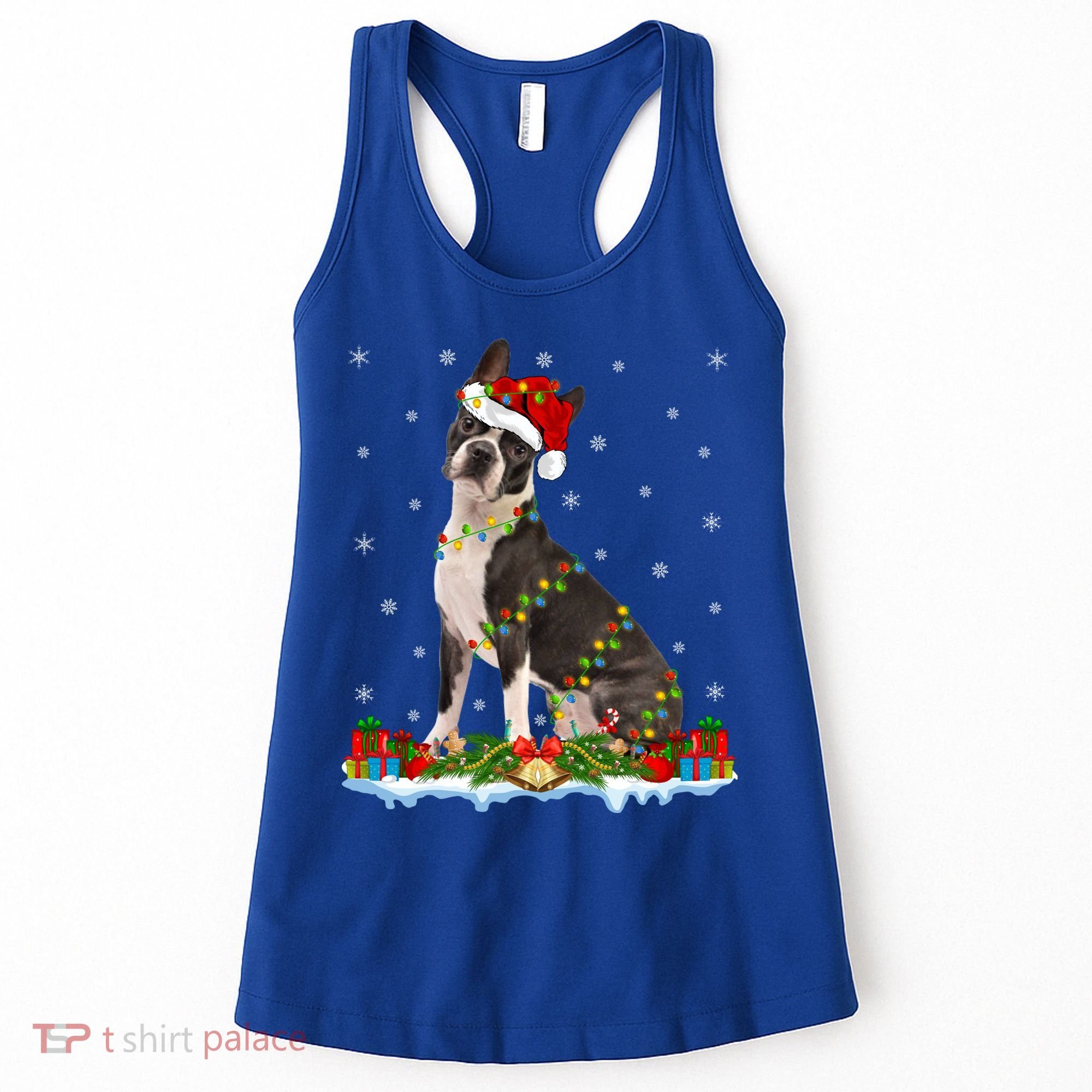 Boston Terrier Dog Xmas Lighting Boston Terrier Christmas Cute Gift Women's Tank Top