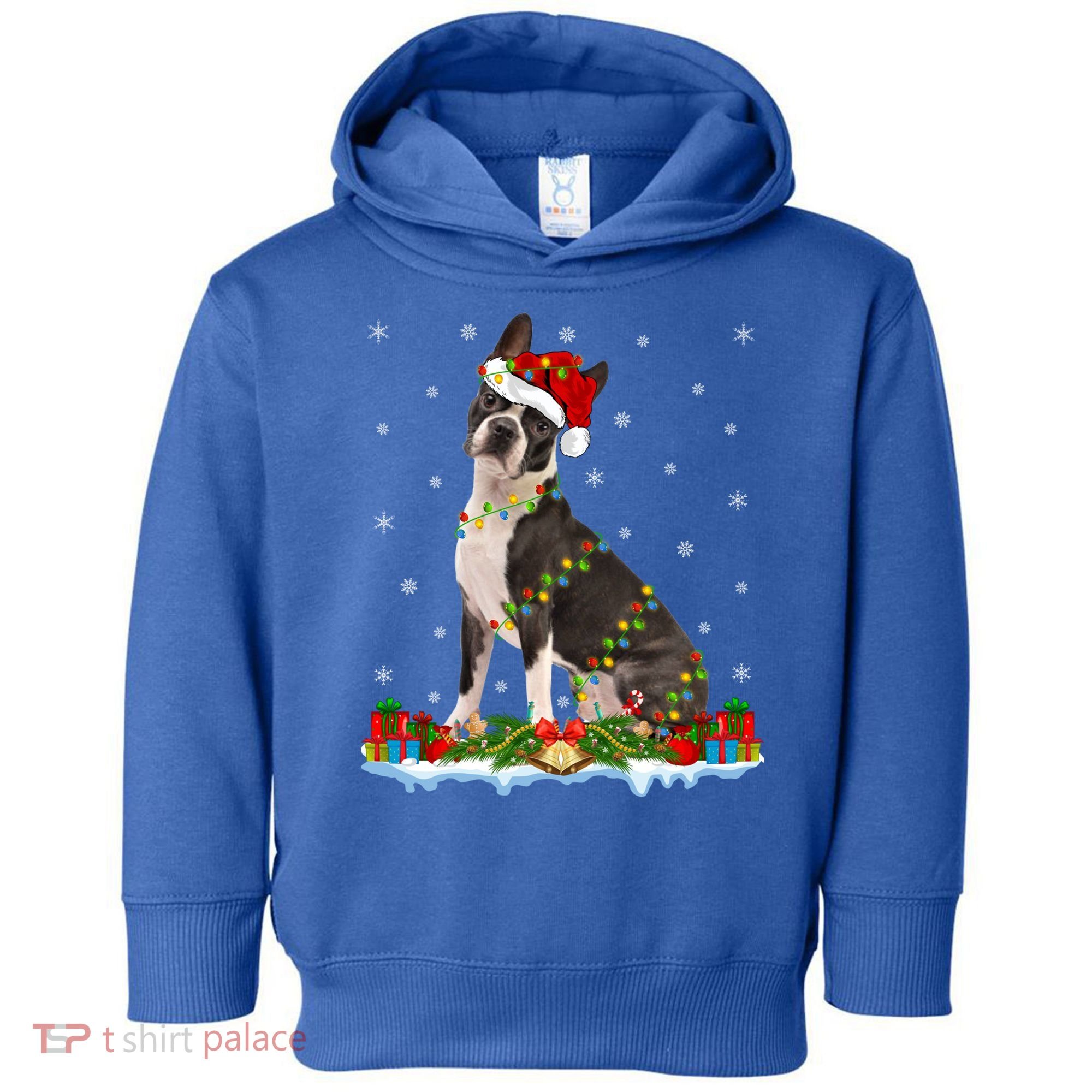 Boston Terrier Dog Xmas Lighting Boston Terrier Christmas Cute Gift Toddler Hoodie