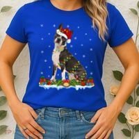 Boston Terrier Dog Xmas Lighting Boston Terrier Christmas Cute Gift Women's T-Shirt thumb 2