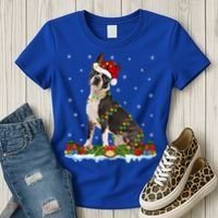 Boston Terrier Dog Xmas Lighting Boston Terrier Christmas Cute Gift Women's T-Shirt thumb 3