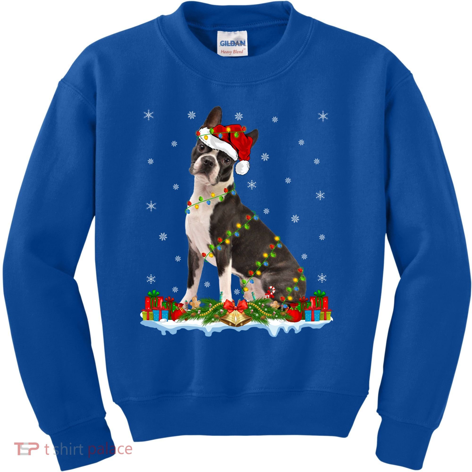 Boston Terrier Dog Xmas Lighting Boston Terrier Christmas Cute Gift Kids Sweatshirt