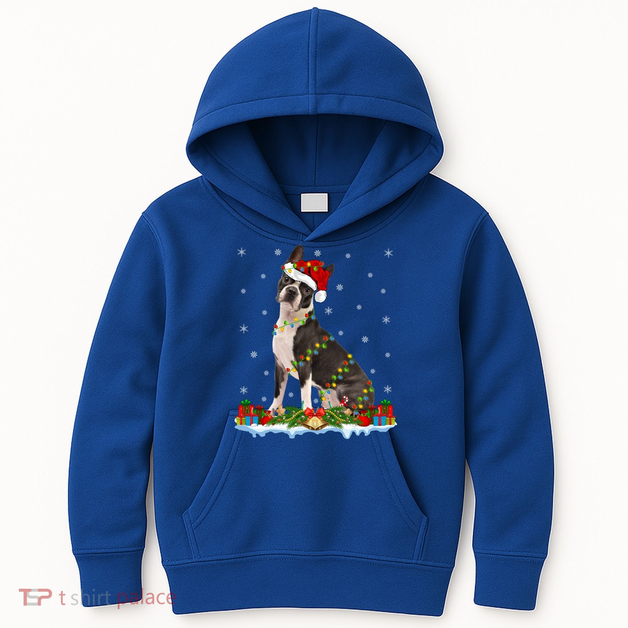 Boston Terrier Dog Xmas Lighting Boston Terrier Christmas Cute Gift Kids Hoodie