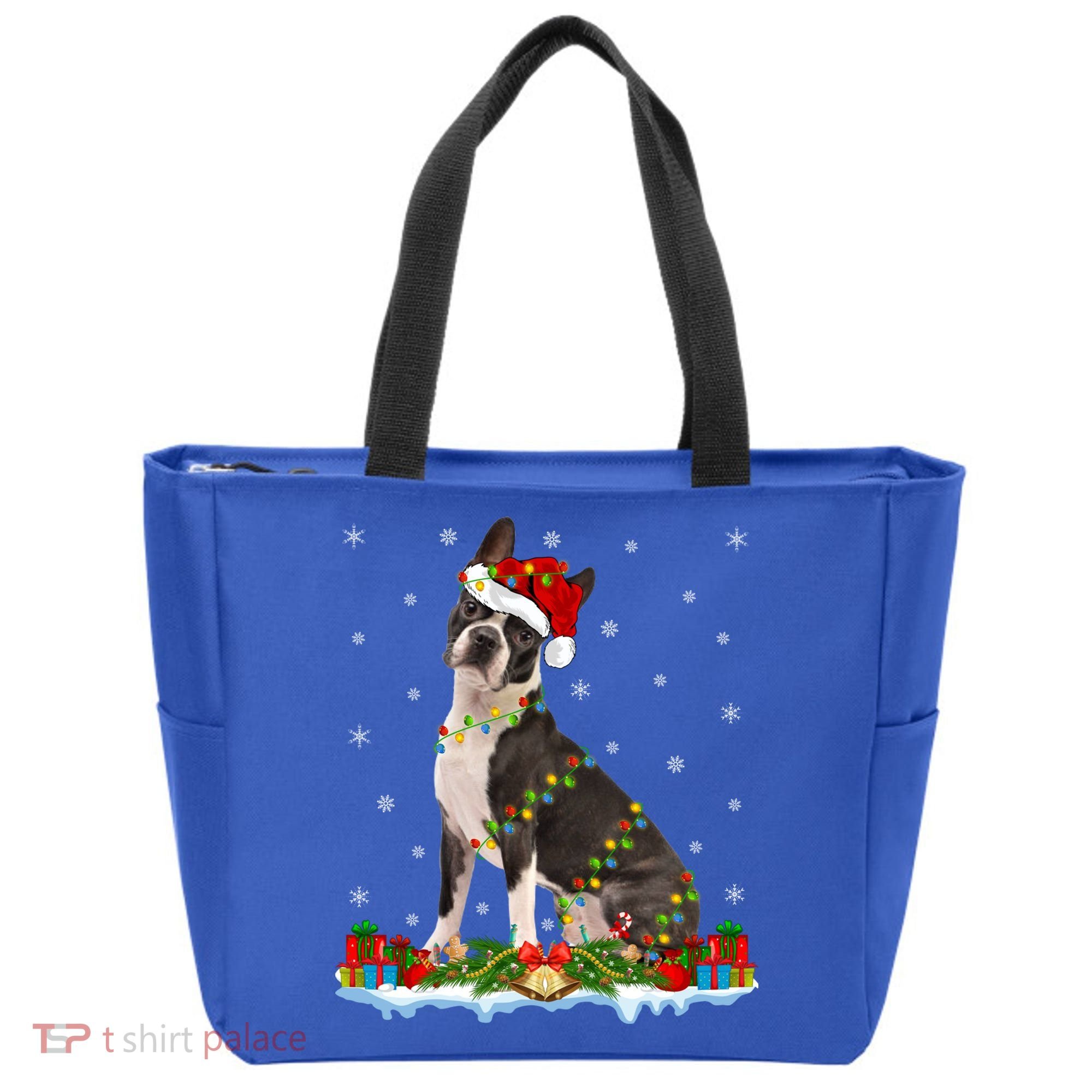 Boston Terrier Dog Xmas Lighting Boston Terrier Christmas Cute Gift Tote Bag