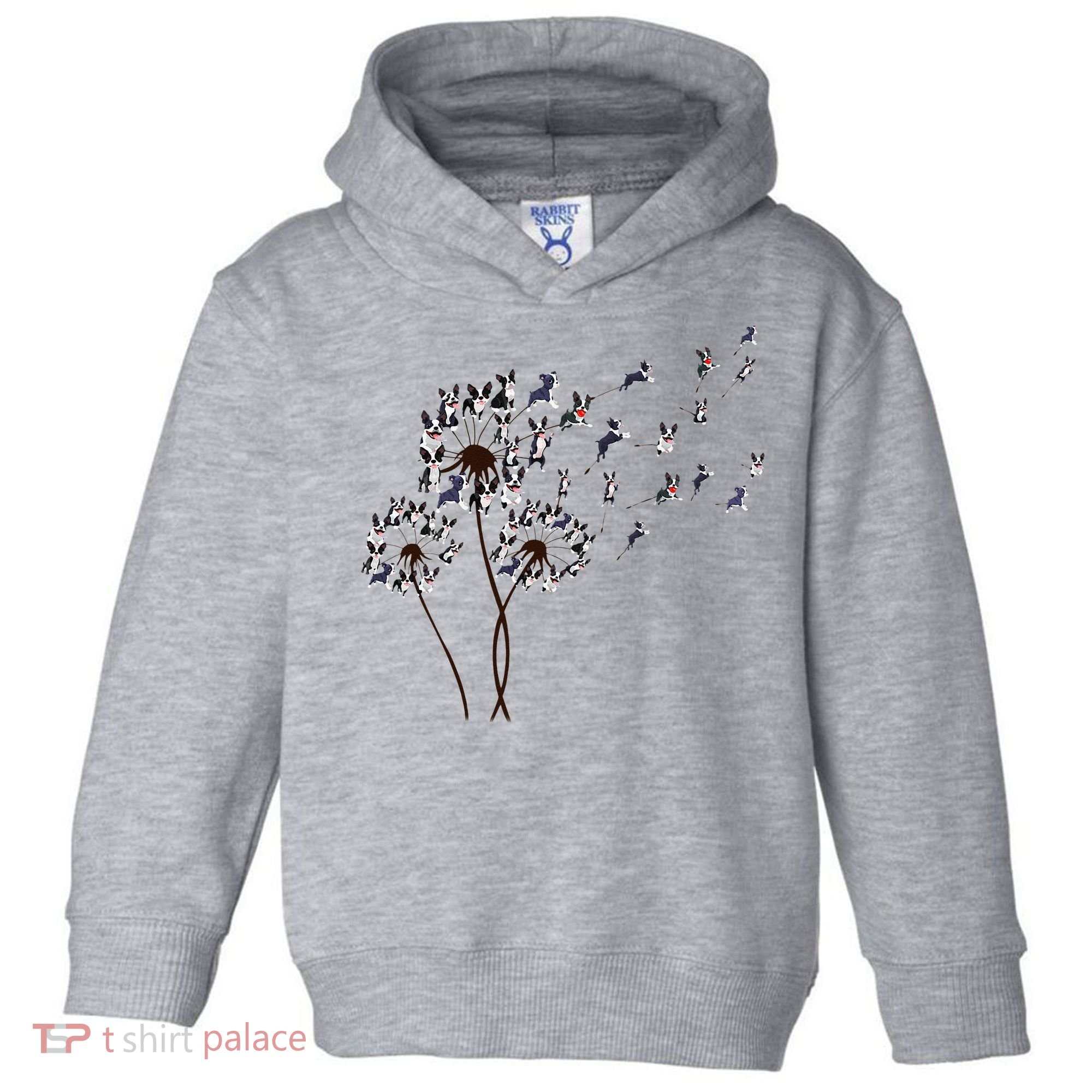 Boston Terrier Dandelion Flower Fly Dog Lovers Funny Toddler Hoodie