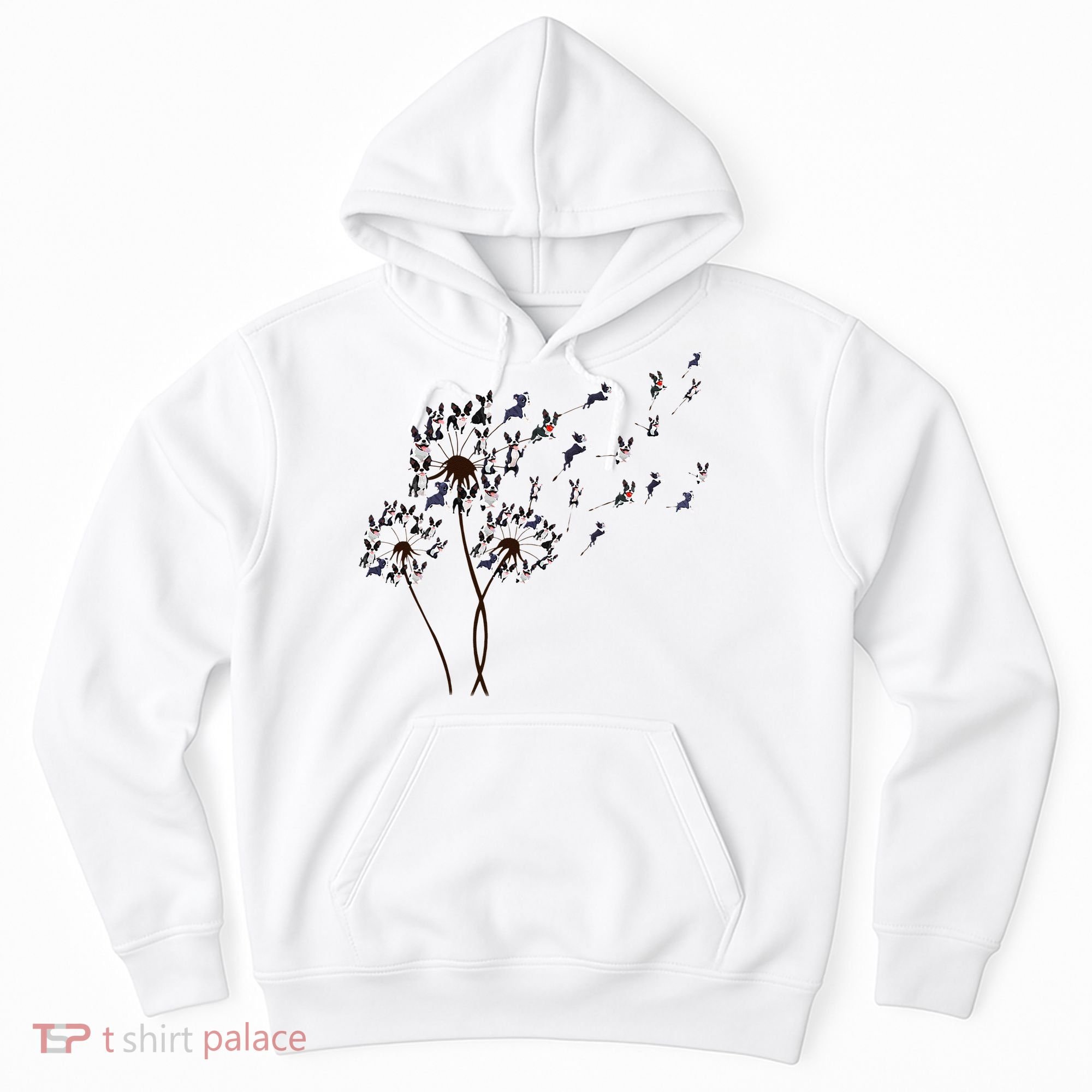 Boston Terrier Dandelion Flower Fly Dog Lovers Funny Hoodie