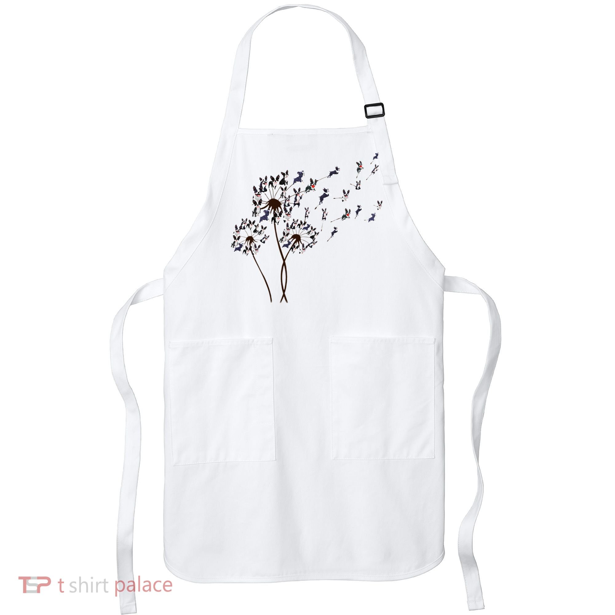 Boston Terrier Dandelion Flower Fly Dog Lovers Funny Apron