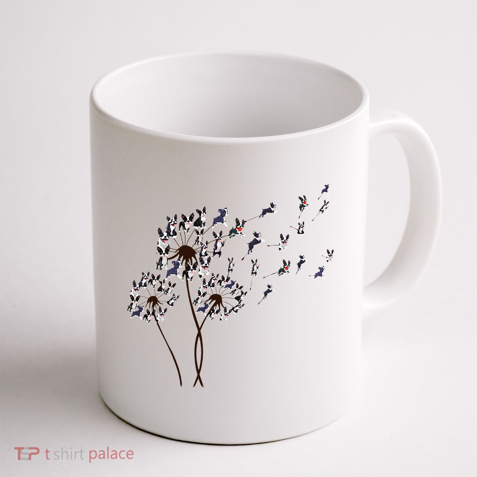 Boston Terrier Dandelion Flower Fly Dog Lovers Funny Coffee Mug