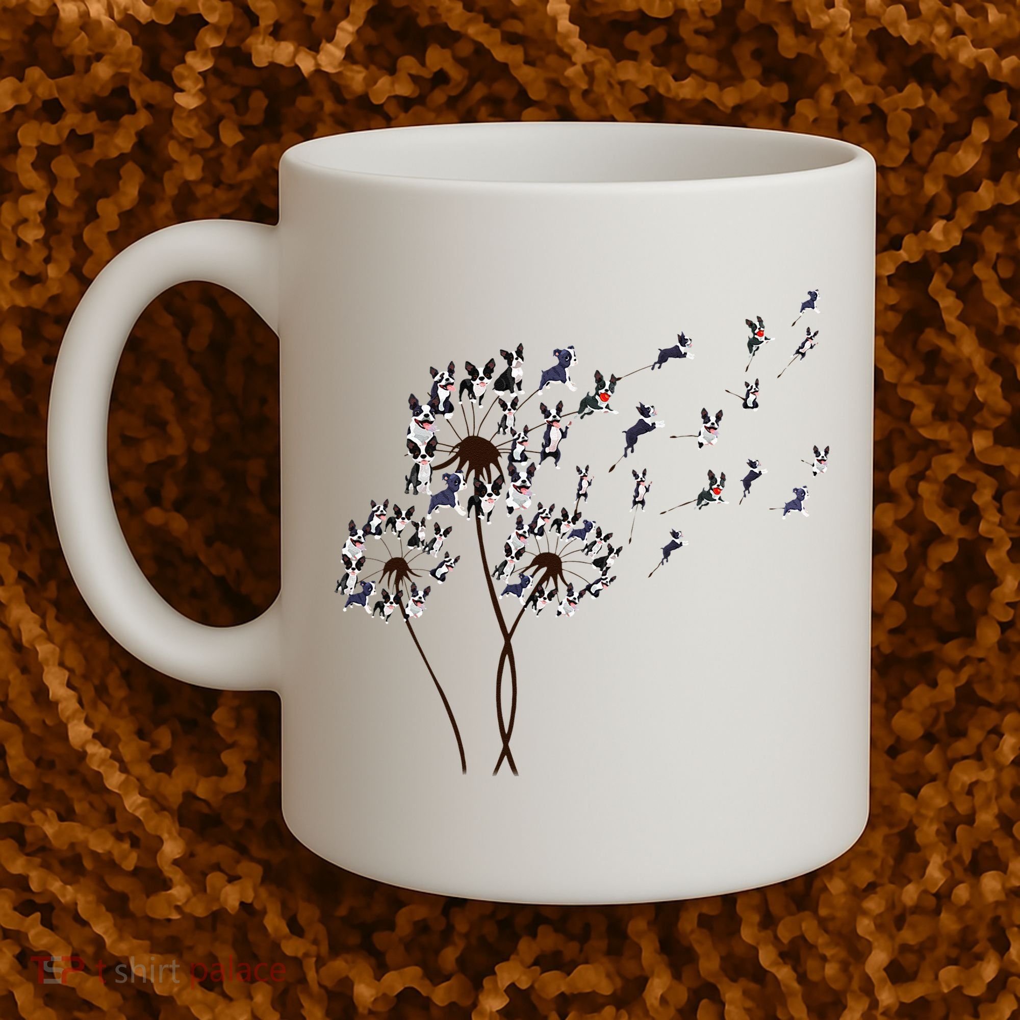 Boston Terrier Dandelion Flower Fly Dog Lovers Funny Coffee Mug