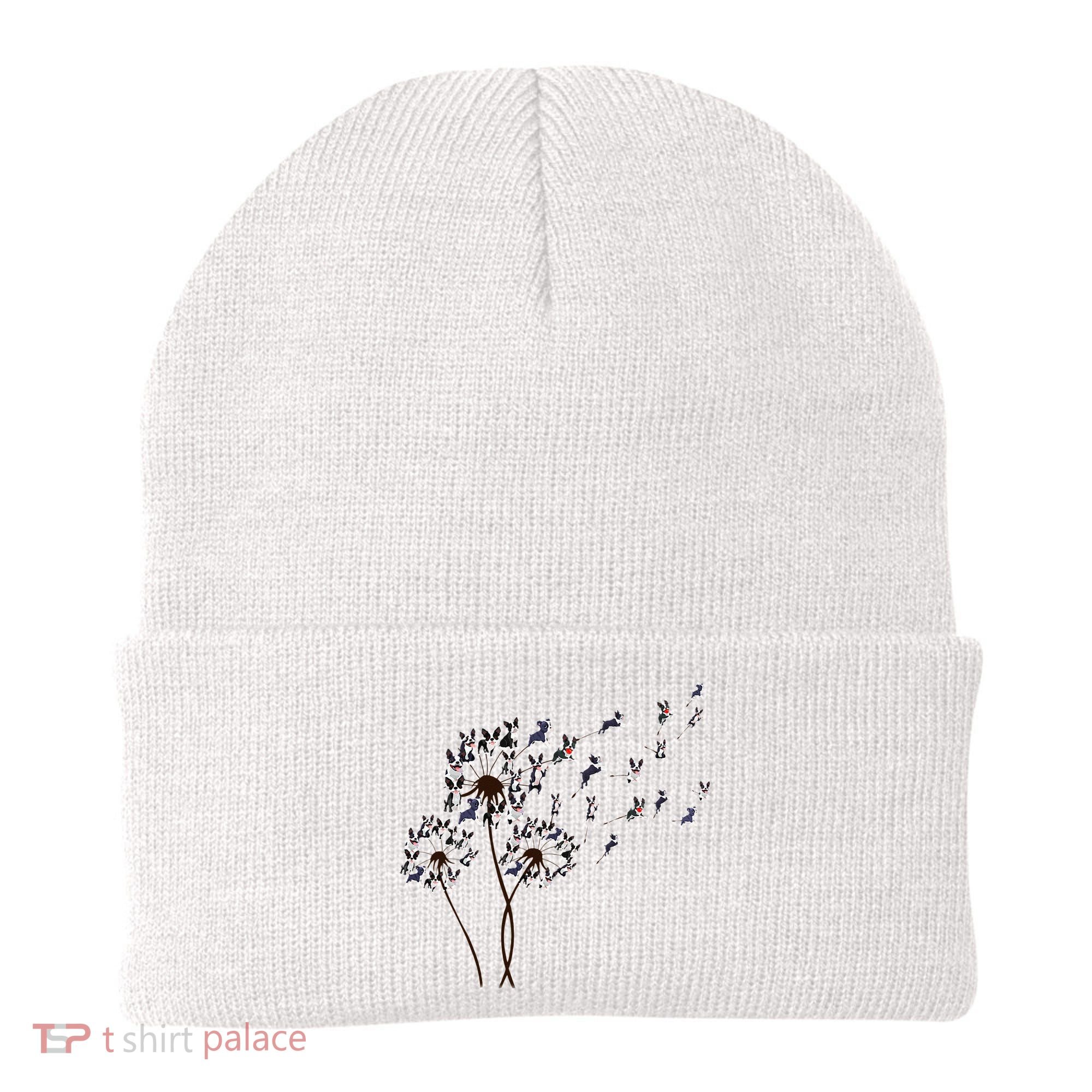 Boston Terrier Dandelion Flower Fly Dog Lovers Funny Beanie