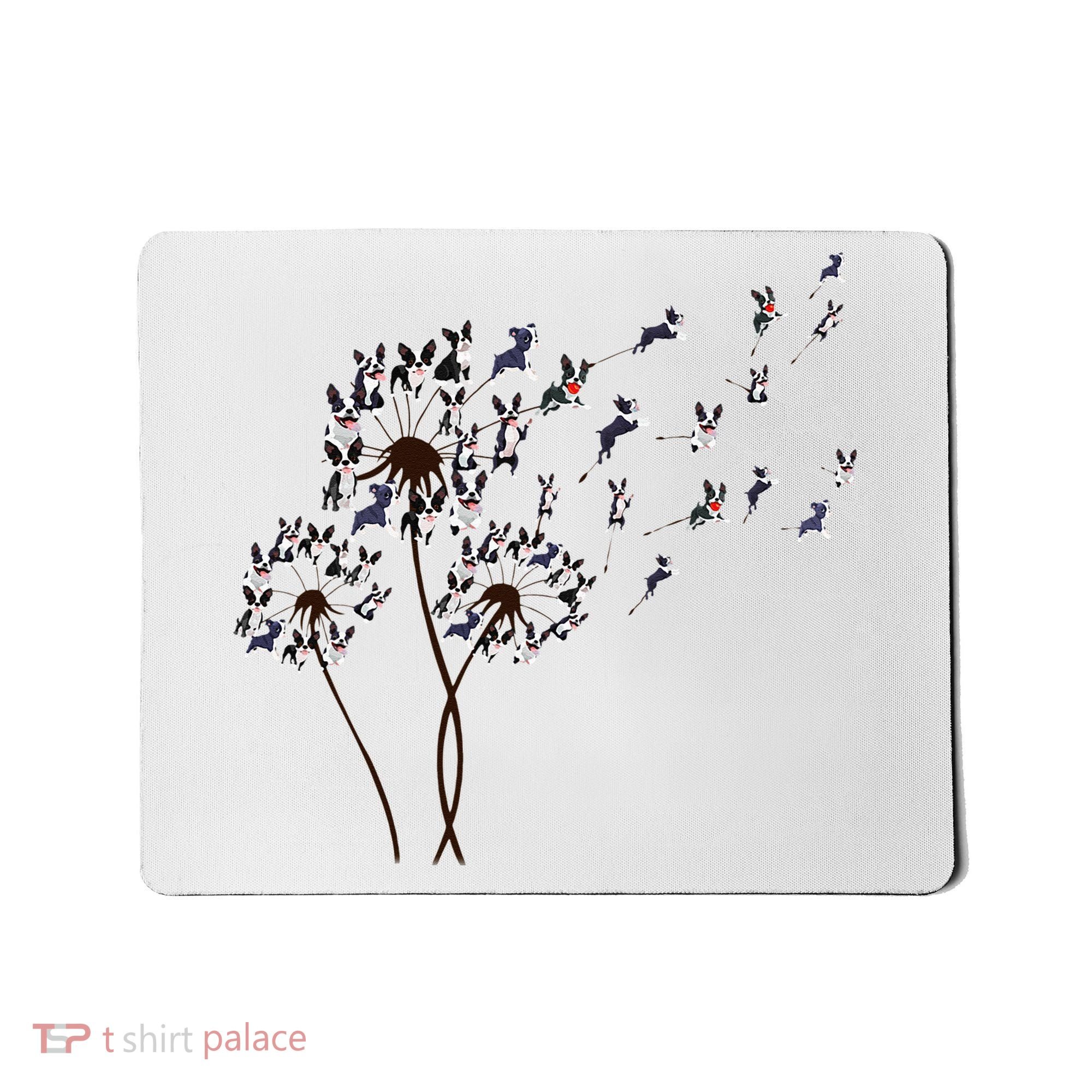 Boston Terrier Dandelion Flower Fly Dog Lovers Funny Mousepad
