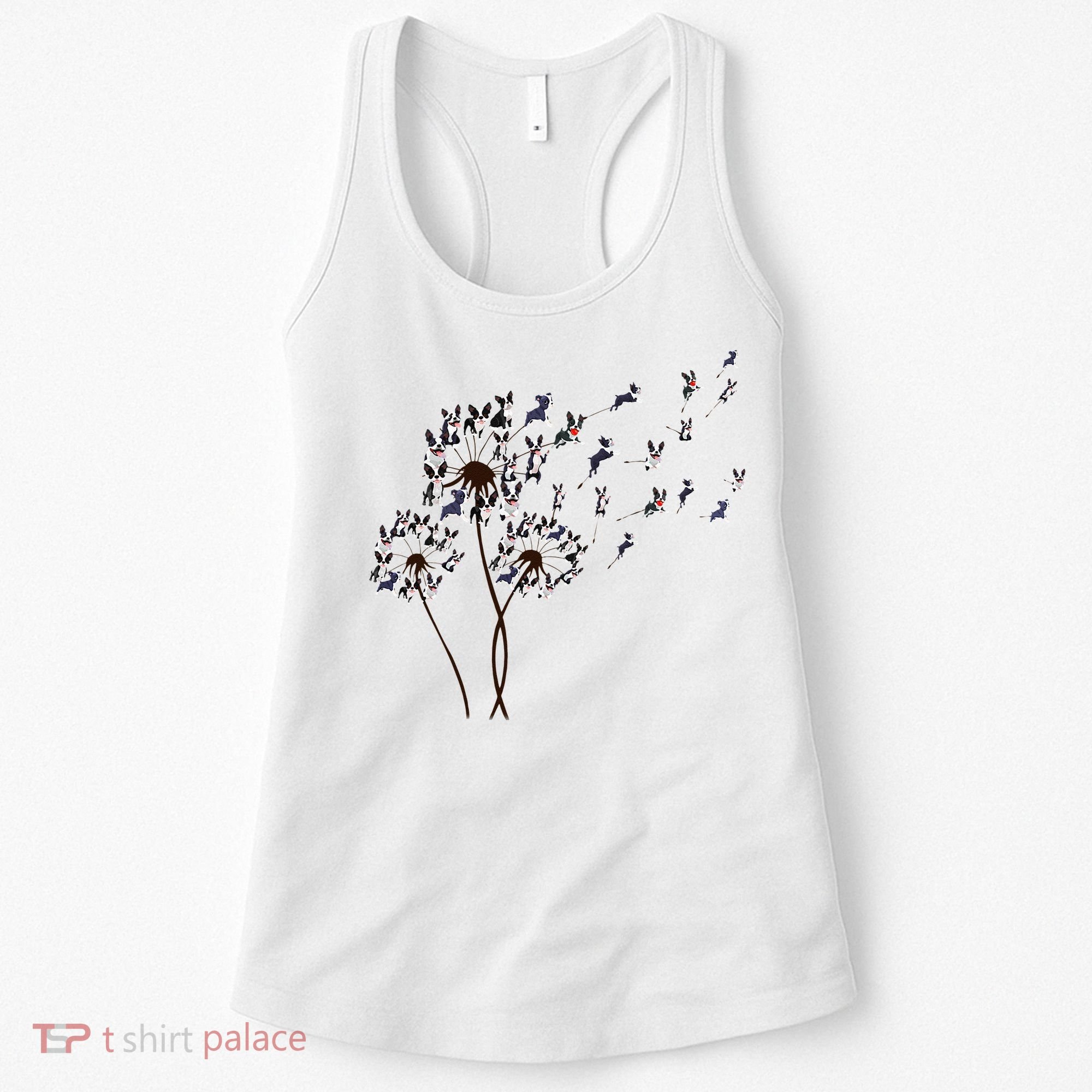 Boston Terrier Dandelion Flower Fly Dog Lovers Funny Women's Tank Top