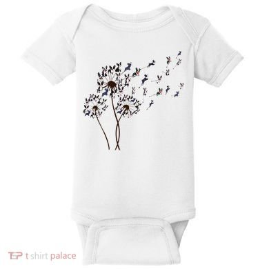 Boston Terrier Dandelion Flower Fly Dog Lovers Funny Baby Bodysuit