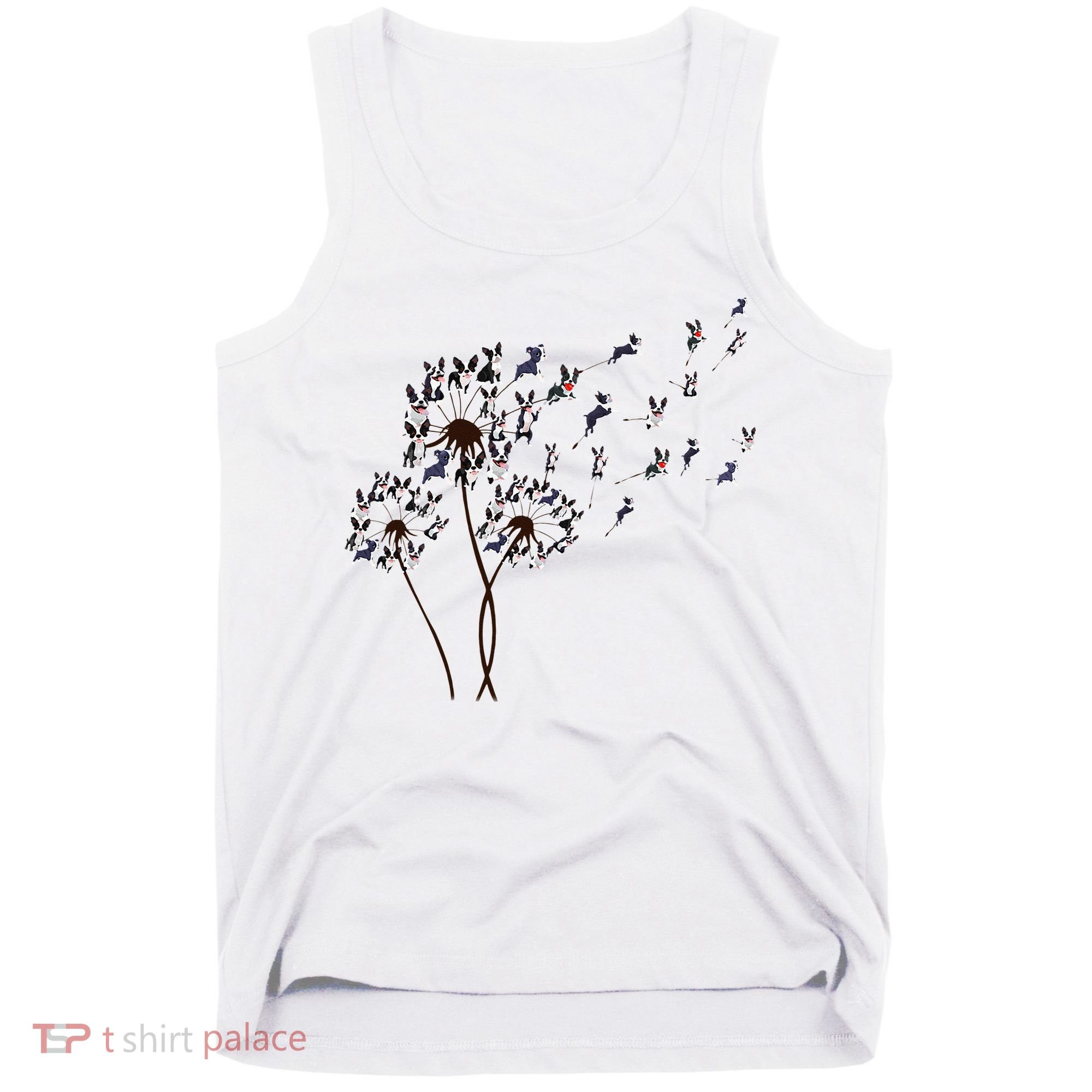 Boston Terrier Dandelion Flower Fly Dog Lovers Funny Tank Top