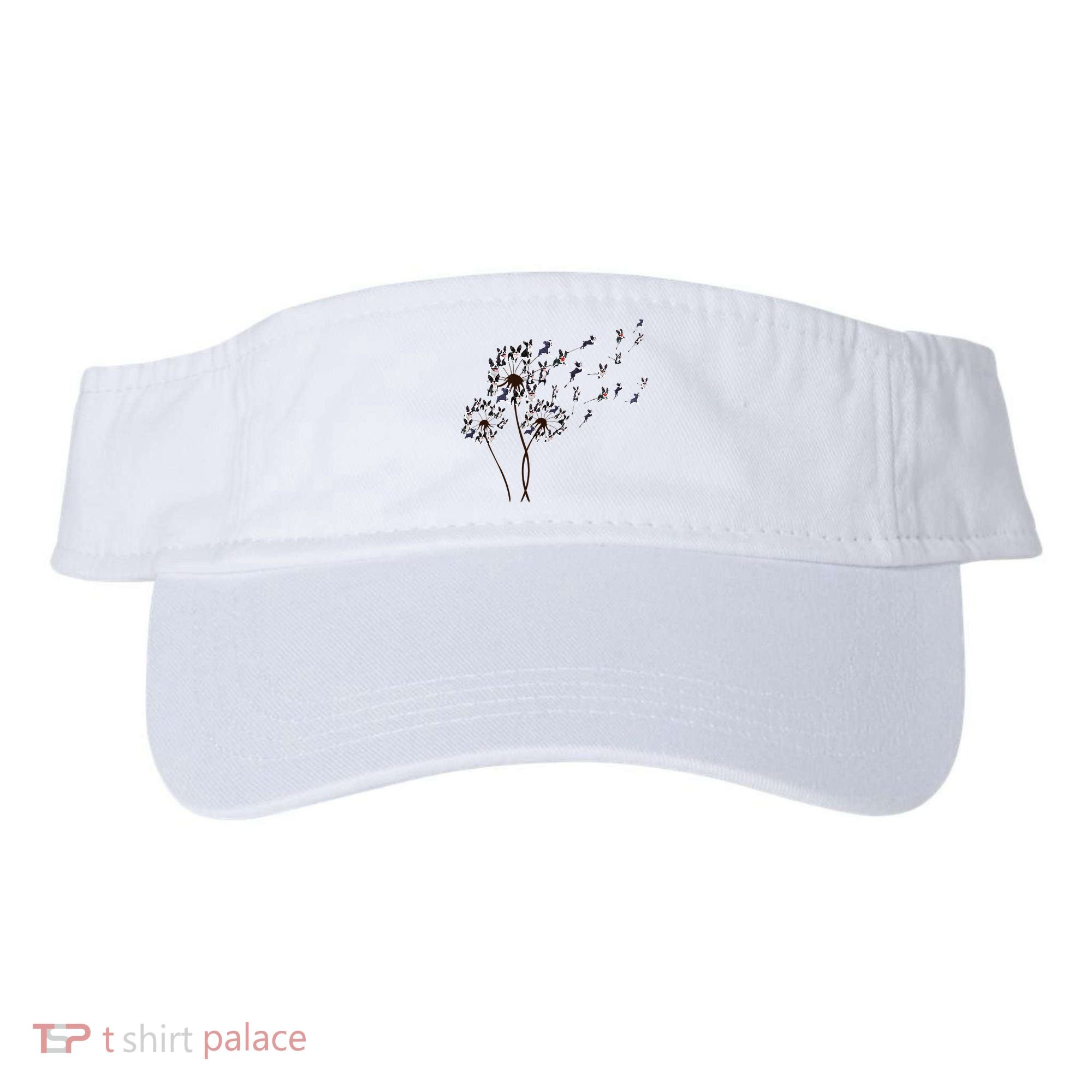 Boston Terrier Dandelion Flower Fly Dog Lovers Funny Visor