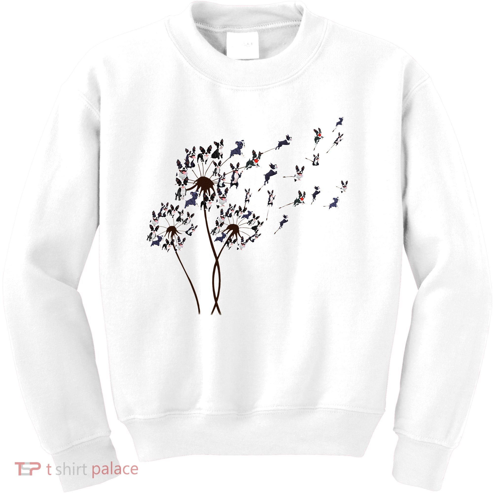 Boston Terrier Dandelion Flower Fly Dog Lovers Funny Kids Sweatshirt