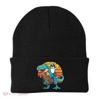 Boston Terrier Dog Riding Dinosaur T Rex Beanie thumb 0