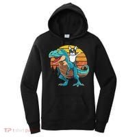 Boston Terrier Dog Riding Dinosaur T Rex Women's Hoodie thumb 0