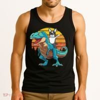 Boston Terrier Dog Riding Dinosaur T Rex Tank Top thumb 3
