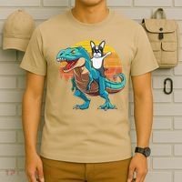 Boston Terrier Dog Riding Dinosaur T Rex T-Shirt thumb 6