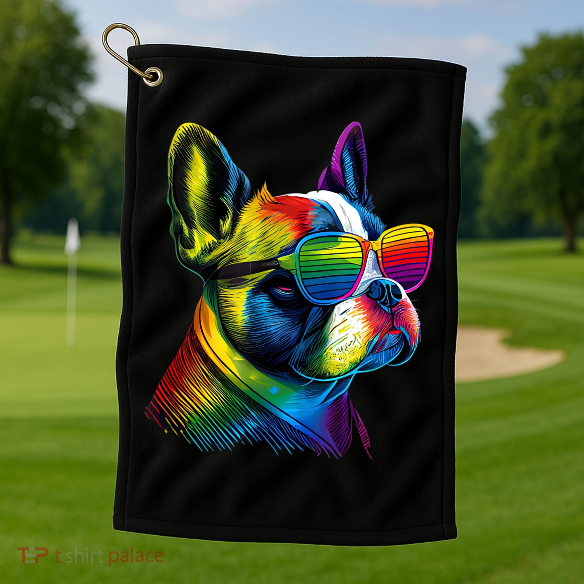 Boston Terrier Dog Mom & Dad Dog Lover Golf Towel