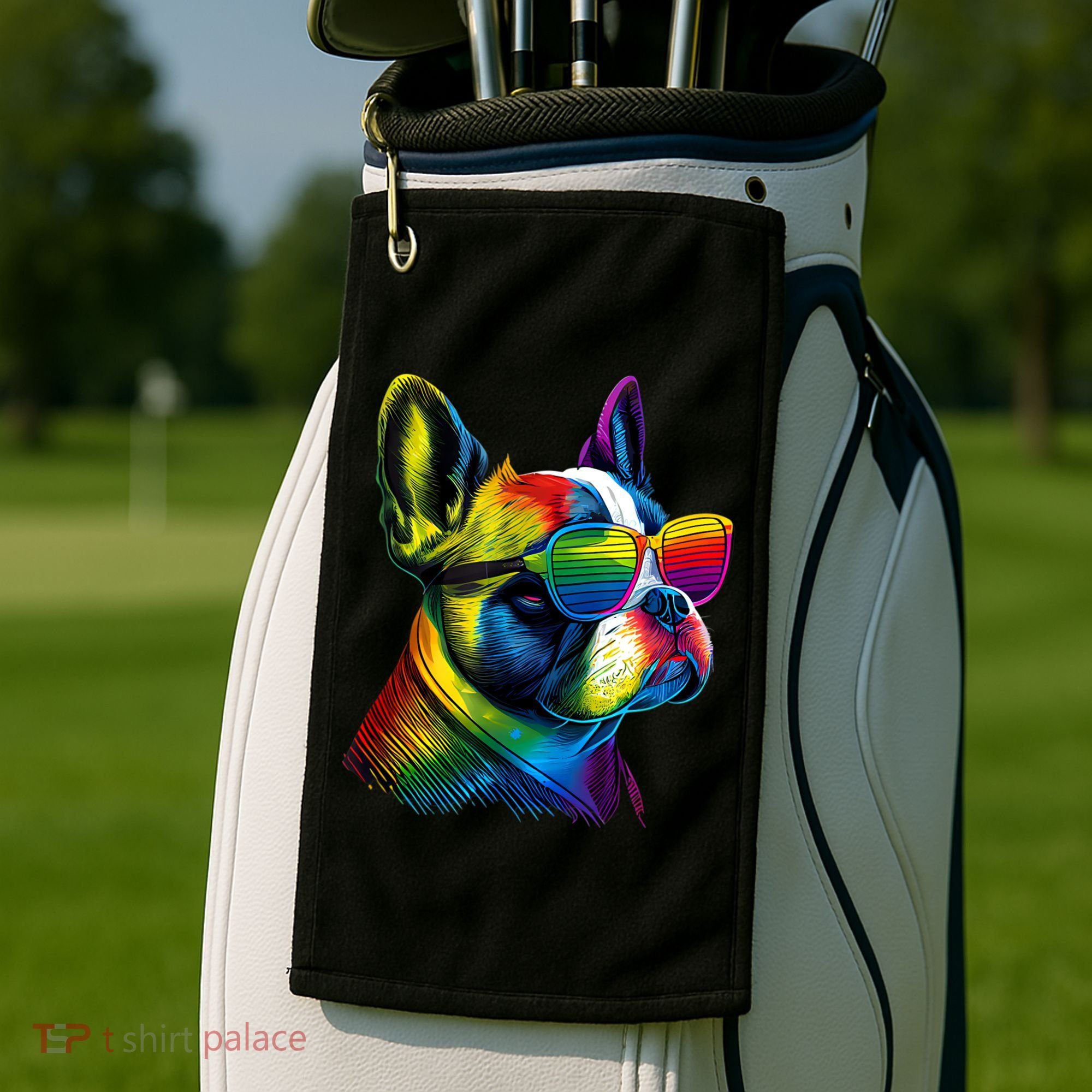 Boston Terrier Dog Mom & Dad Dog Lover Golf Towel