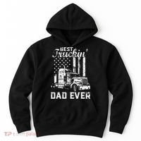 Best Truckin Dad Ever American Flag Fathers Day Hoodie thumb 0