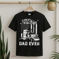 Best Truckin Dad Ever American Flag Fathers Day T-Shirt thumb 2