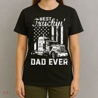 Best Truckin Dad Ever American Flag Fathers Day T-Shirt thumb 4