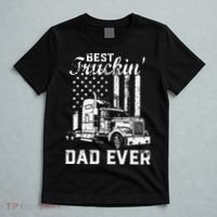 Best Truckin Dad Ever American Flag Fathers Day T-Shirt thumb 5