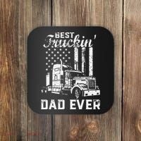 Best Truckin Dad Ever American Flag Fathers Day Coaster thumb 0
