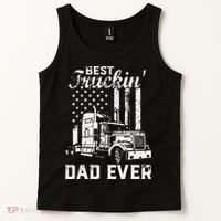 Best Truckin Dad Ever American Flag Fathers Day Tank Top thumb 2