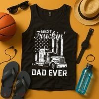 Best Truckin Dad Ever American Flag Fathers Day Tank Top thumb 4