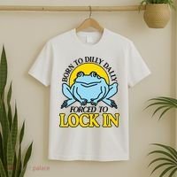Born To Dilly Dally Forced To Lock In Frog T-Shirt thumb 2