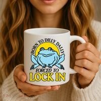 Born To Dilly Dally Forced To Lock In Frog Coffee Mug thumb 3