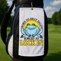 Born To Dilly Dally Forced To Lock In Frog Golf Towel thumb 2