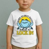 Born To Dilly Dally Forced To Lock In Frog Toddler T-Shirt thumb 2