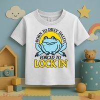 Born To Dilly Dally Forced To Lock In Frog Toddler T-Shirt thumb 3